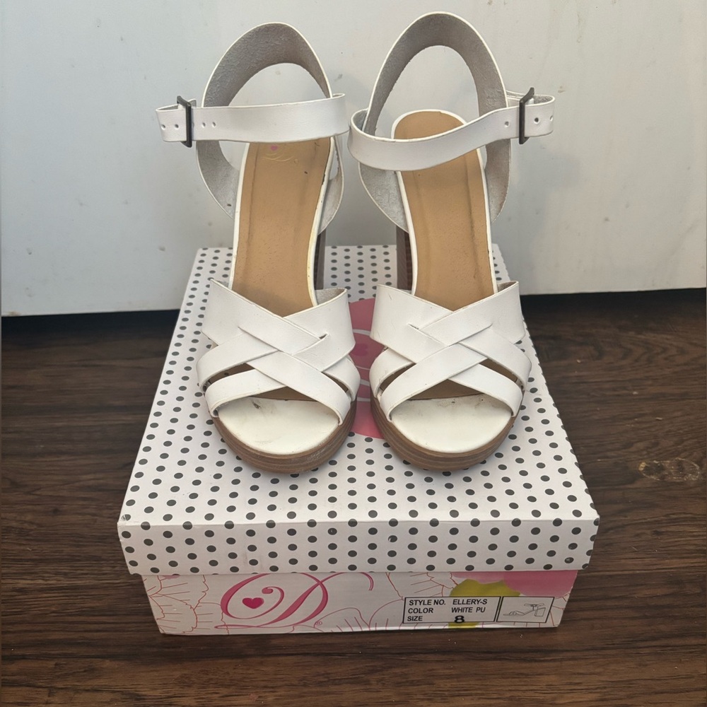 White leather heels